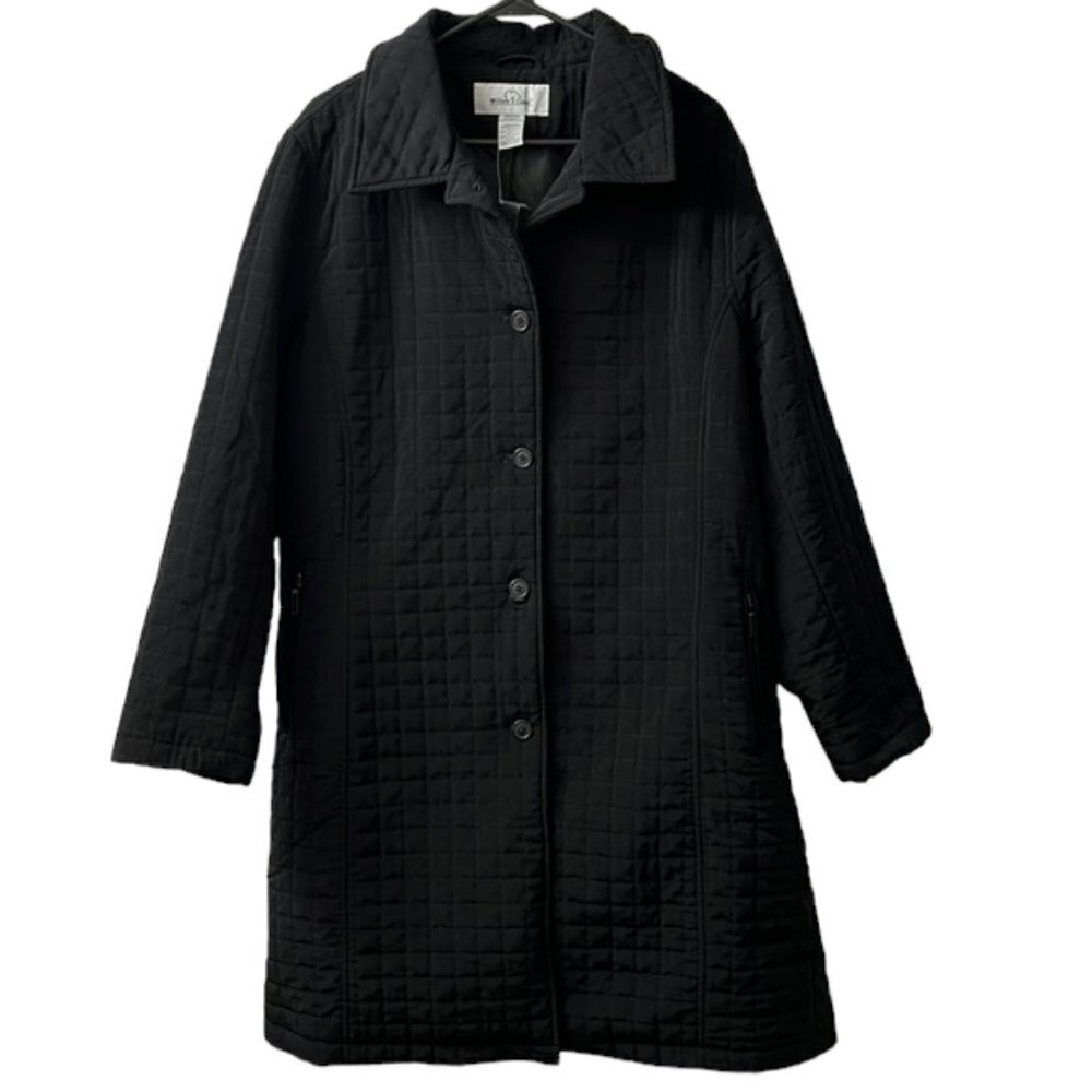 Willow Lane Black Quilted Long Warm Winter Coat NWOT Women's Plus 1X